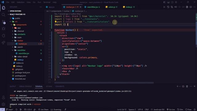 #2 -?YouTube Website | Navbar (search-bar) | ReactJs - Materal UI - Rapid Api | #react #abdulloyev смотреть онлайн