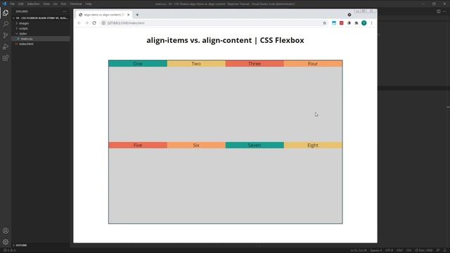 CSS Flexbox "align-items" vs. "align-content" - Beginner Tutorial смотреть онлайн