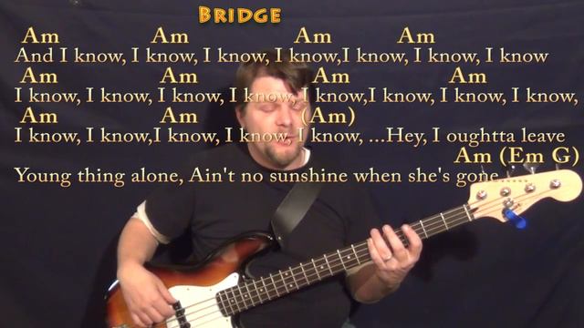 Ain't No Sunshine (Bill Withers) Bass Guitar Cover Lesson with Chords/Lyrics смотреть онлайн