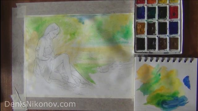 Девушка у водоема. Акварель. Часть 1 смотреть онлайн