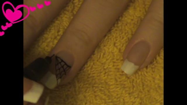 Nail Design - Spider on web. Nail art pen. Home made Decals. смотреть онлайн