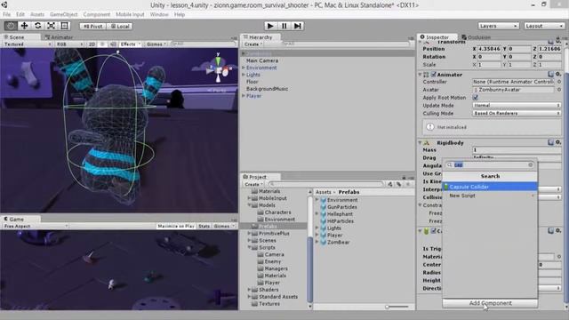 Unity 3d 4 6 Survival Shooter на русском Урок 4 часть 1 2 смотреть онлайн