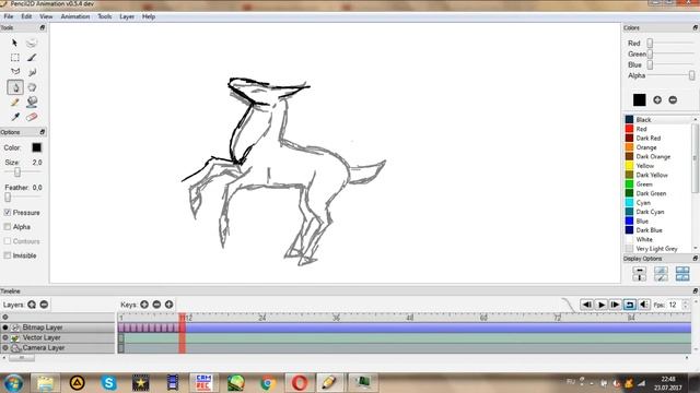 Процесс рисования анимации в Pencil2D | Анимация оленя смотреть онлайн