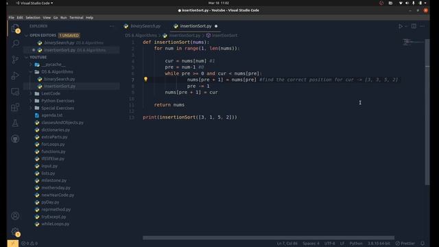 Insertion Sort in Python! | The Pykid | DS & Algorithms Video # | Tutorial for Beginners смотреть онлайн