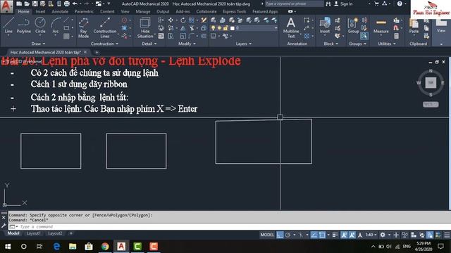 Bài 20. Lệnh phá vỡ đối tượng, Lệnh Explode trong autocad смотреть онлайн