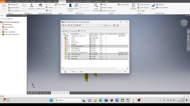 Edit an Assembly Bill of Materials (Autodesk Inventor) - JAYA KURNIAWAN - смотреть онлайн