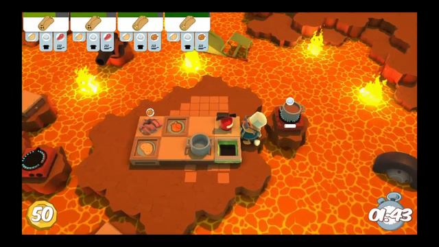 Overcooked лавовый уровень.