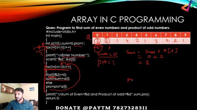 C Program to find Sum of Even & Product of Odd Numbers in an Array | In Hindi смотреть онлайн
