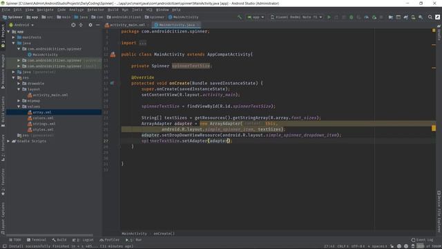 How to use Spinner Container | Create a drop-down list in Android Studio смотреть онлайн