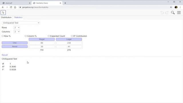 Chi-squared tests in GeoGebra смотреть онлайн