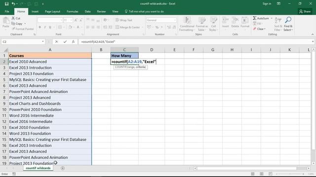 Excel COUNTIF Cell Contains Part of Text - Partial Matches with Wildcards смотреть онлайн