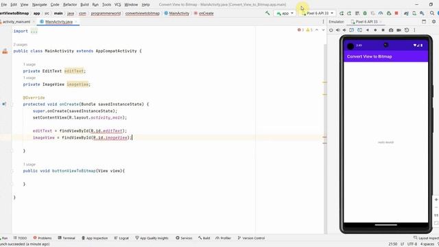 How to get Bitmap from View (of a widget) from layout in your Android App? - Android 13 API 33 смотреть онлайн
