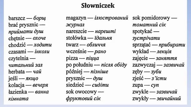 Урок польского. Словарик