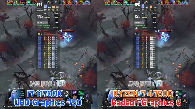 INTEL i7 11700K + UHD Graphics 750 vs RYZEN 7 4750G + Radeon Graphics 8 (7 Games / FHD / 1080p) смотреть онлайн