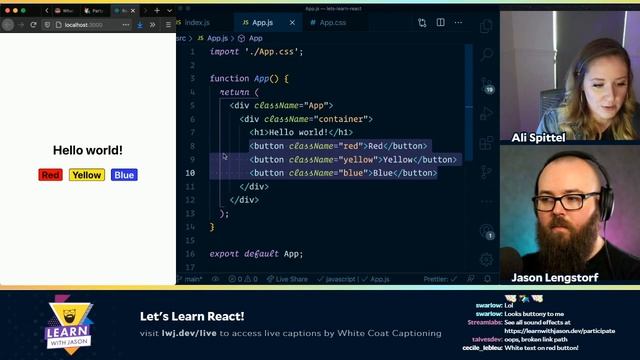Let's Learn React! (with Ali Spittel) — Learn With Jason