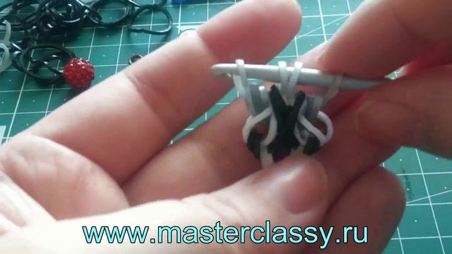 Rainbow loom charms. Кулон с камнем из резиночек смотреть онлайн