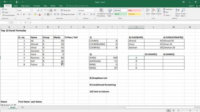 10 Excel Formulas| Excel Made Easy | Excel Tips in Urdu / Hindi смотреть онлайн