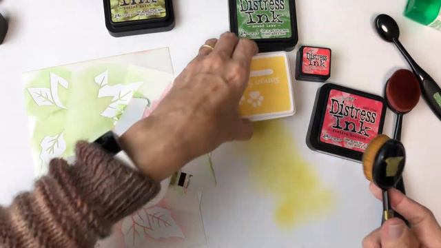 Poinsettia Christmas Card - Using Stencils With Multiple Inks