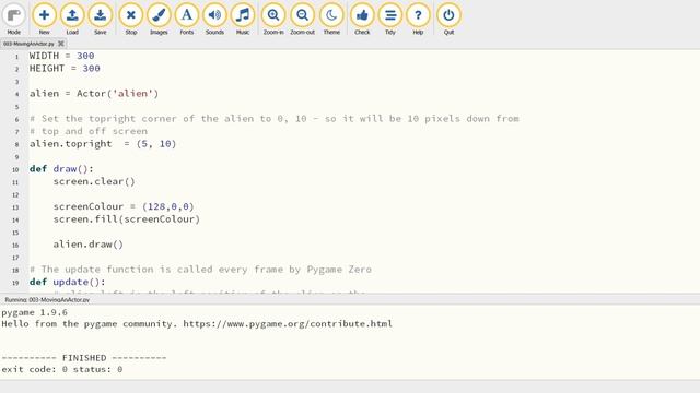 Techcamp.ie - Pygame Zero: Moving an Actor смотреть онлайн