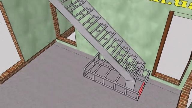 Эскиз лестницы из листового метала с подиумом. смотреть онлайн