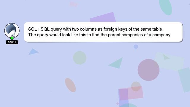 SQL : SQL query with two columns as foreign keys of the same table смотреть онлайн