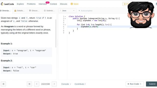 Leetcode Question 242 "Valid Anagram" in Java смотреть онлайн