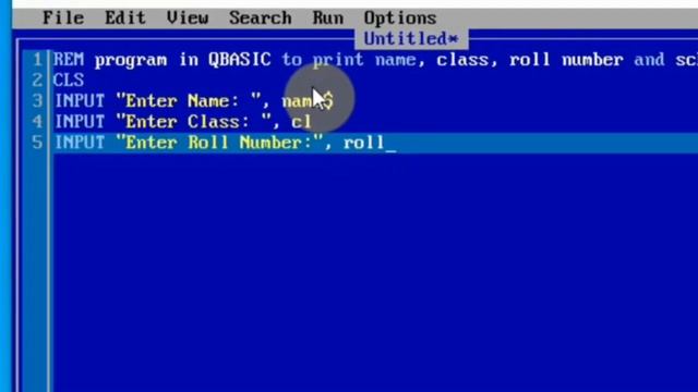Write program in QBASIC to print name, class, roll number and school using INPUT statement || Hindi смотреть онлайн