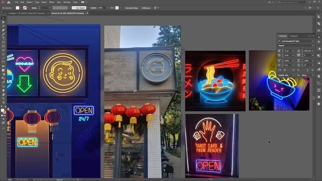 Рисуем неоновую вывеску в Adobe Illustrator (+ проверка работ) смотреть онлайн