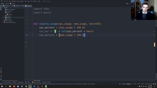 CPU & RAM Usage Monitor in Python смотреть онлайн