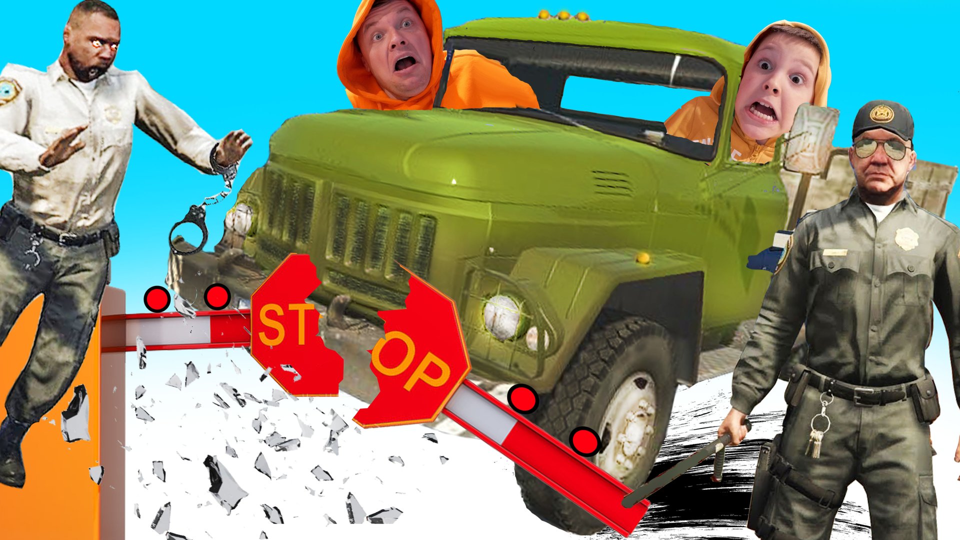 Как ЗАЕХАТЬ в ТЮРЬМУ на ЗИЛ 131 ИГОРЬ и ПАПА против ПОЛИЦИИ в GTA5 смотреть онлайн