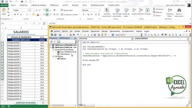 Curso VBA para Excel - Clase 10 Función ISERROR en VBA смотреть онлайн