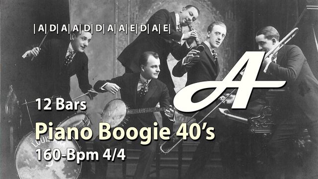 Piano Boogie 40's | A-major 160 BPM | 4/4 | Pentatonic | 4/4 | Backing Track Jam смотреть онлайн