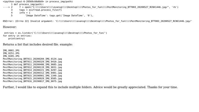 OSError:[Errno 22] with open() trying to use Exifread смотреть онлайн
