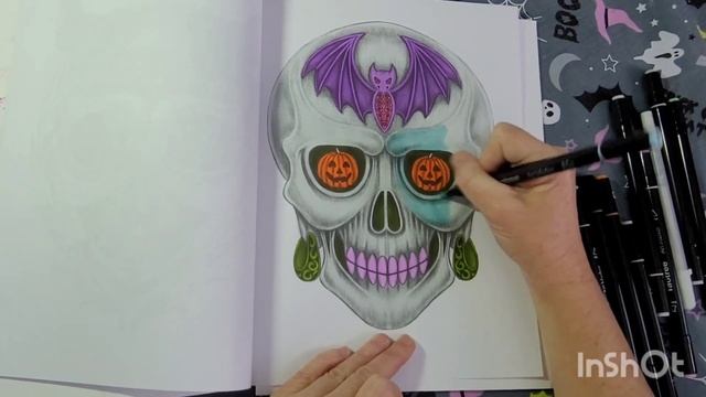 Coloring Chat In Grayscale Halloween Skulls Feast Rachel Mintz Book смотреть онлайн