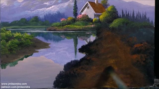 Acrylic Landscape Painting In Time-lapse / White House With Chickens / JMLisondra