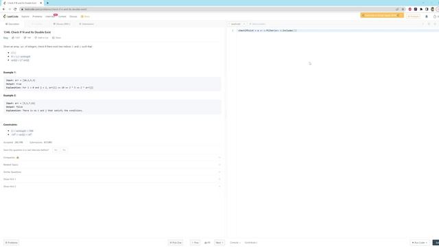 1346. Check If N and Its Double Exist - JavaScript - One Line смотреть онлайн