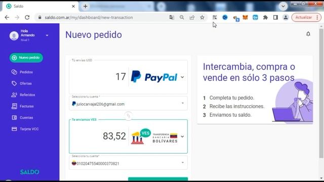 Como cambiar DOLARES PAYPAL a BOLÍVARES BANCO DE VENEZUELA (vender rápido y seguro 2022) смотреть онлайн