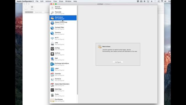Apple Configurator 2 - Creating a profile with restrictions смотреть онлайн