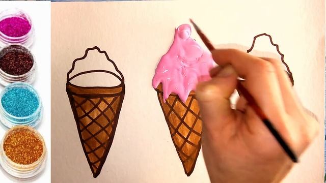 Как нарисовать ПИРОЖНОЕ в трех цветах / Рисунки на ватмане для детей / Детская Комната РАСКРАСКИ смотреть онлайн