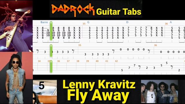 Fly Away - Lenny Kravitz - Guitar + Bass TABS Lesson смотреть онлайн