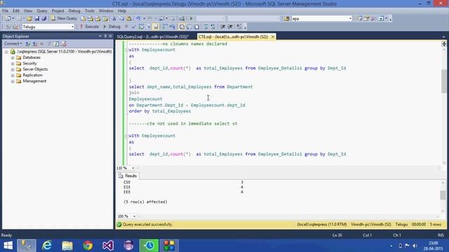 35.SQL Server Tutorial-Hindi(CTE) смотреть онлайн