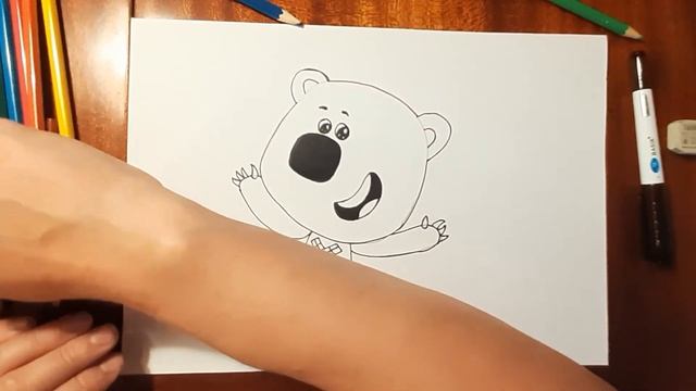 Как нарисовать Кешу из мультфильма Мишки МиМиМишки. Рисуем Кешу цветными карандашами поэтапно. смотреть онлайн