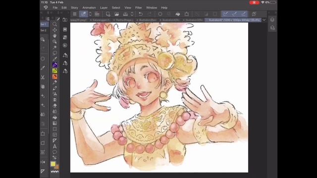 Tari Condong - Digital Watercolor on ClipStudio Paint Speedpaint смотреть онлайн