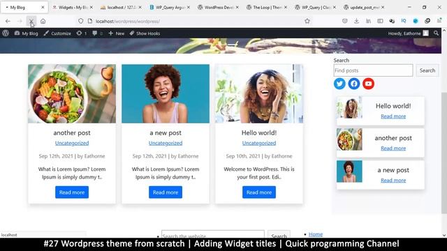 #27 Wordpress theme from scratch | Adding Widget titles | Quick programming beginner tutorial смотреть онлайн