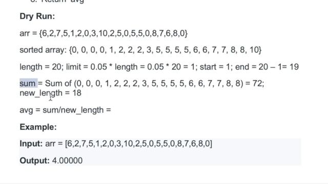 Leetcode | 1619. Mean of Array After Removing Some Elements | Easy | Java Solution смотреть онлайн