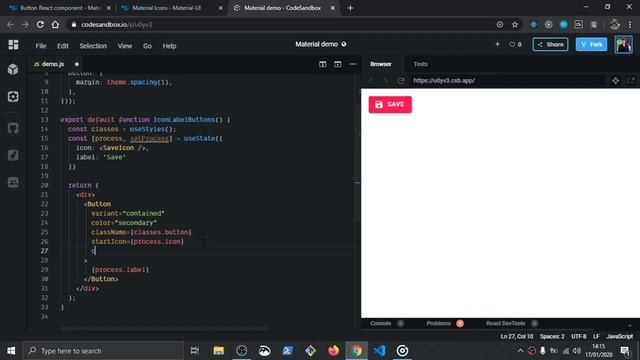 React JS Material UI - Button Save Loading process смотреть онлайн