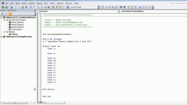 Advanced excel(vba) tutorial 11 : Example 4: Select Case for Month number to Name смотреть онлайн