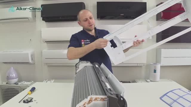 Как снять крышку внутреннего блока кондиционера Mitsubishi Electric MSZ-HR.mp4 смотреть онлайн