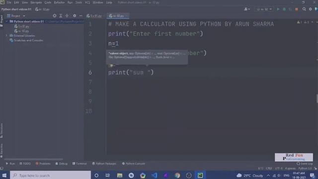 Make a calculator using python #shortvideo @Red Fox Programming смотреть онлайн