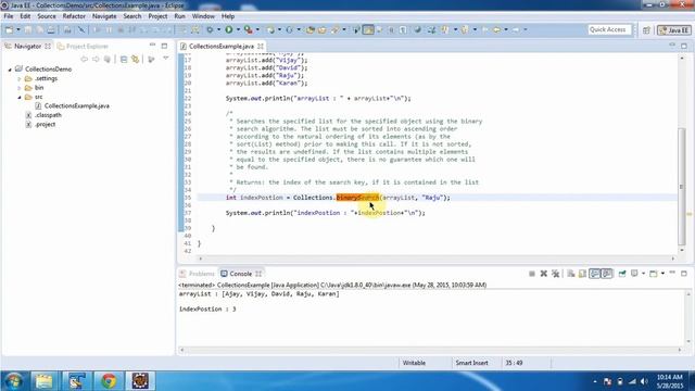 Collections (BinarySearch method) | Java Collection Framework смотреть онлайн